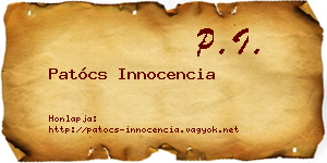 Patócs Innocencia névjegykártya